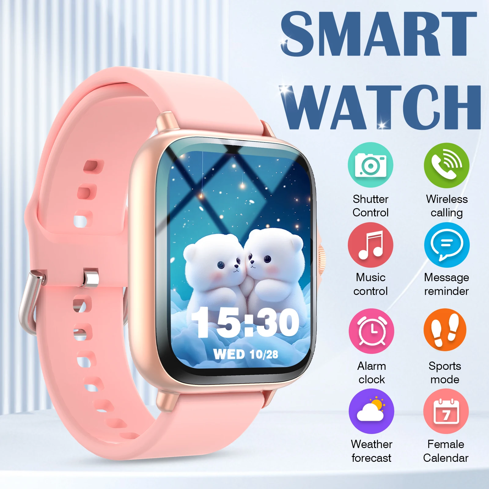 Smartwatch has call function, message notification, ultra-thin design, compatible with Android and iPhone, neutral gift, multipl
