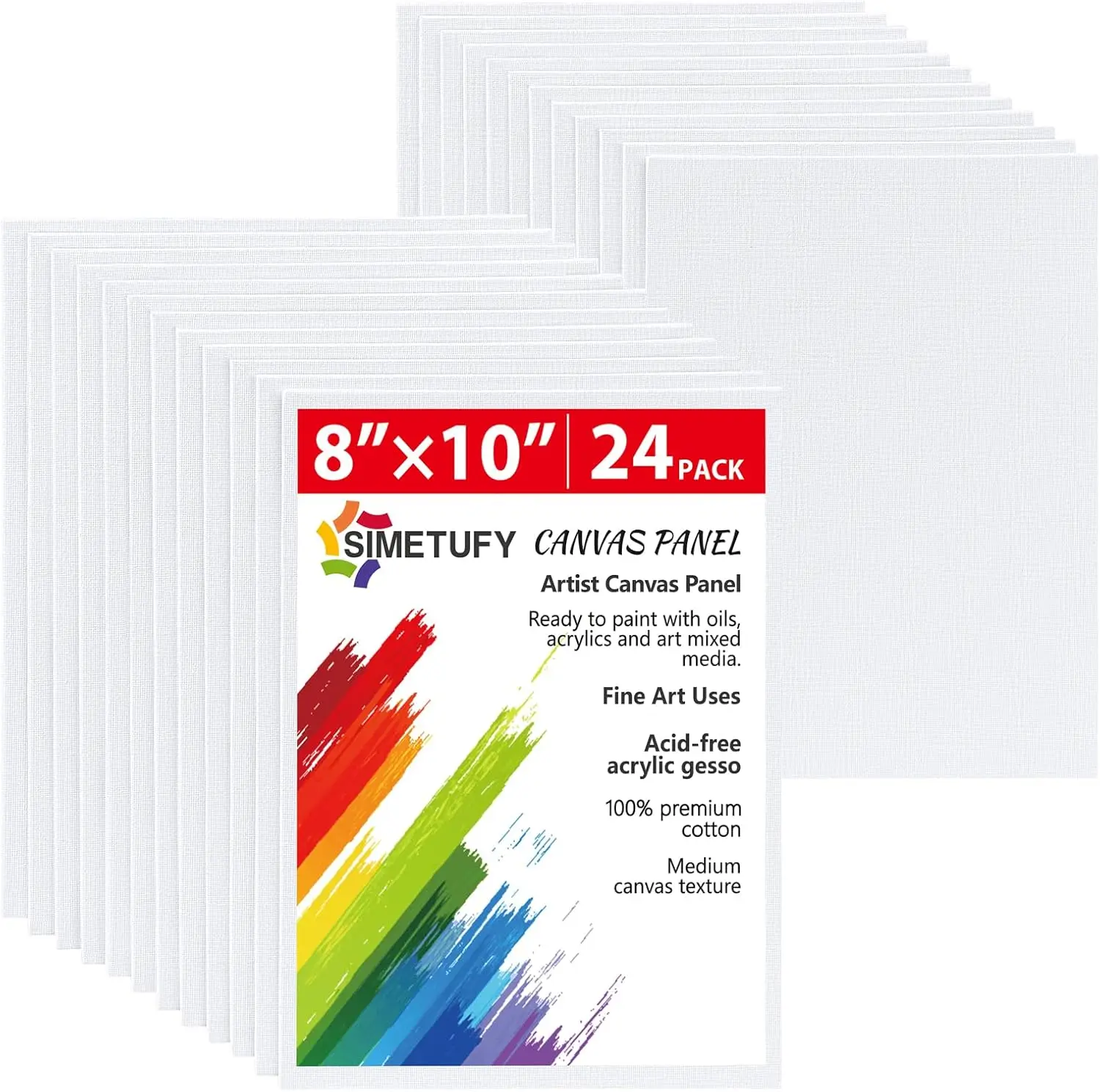 

Холсты на картонной основе 8x10 дюймов, 24 штуки, безкислотные хлопковые панели, загрунтованные гессо, для акриловых, масляных и акварельных красок