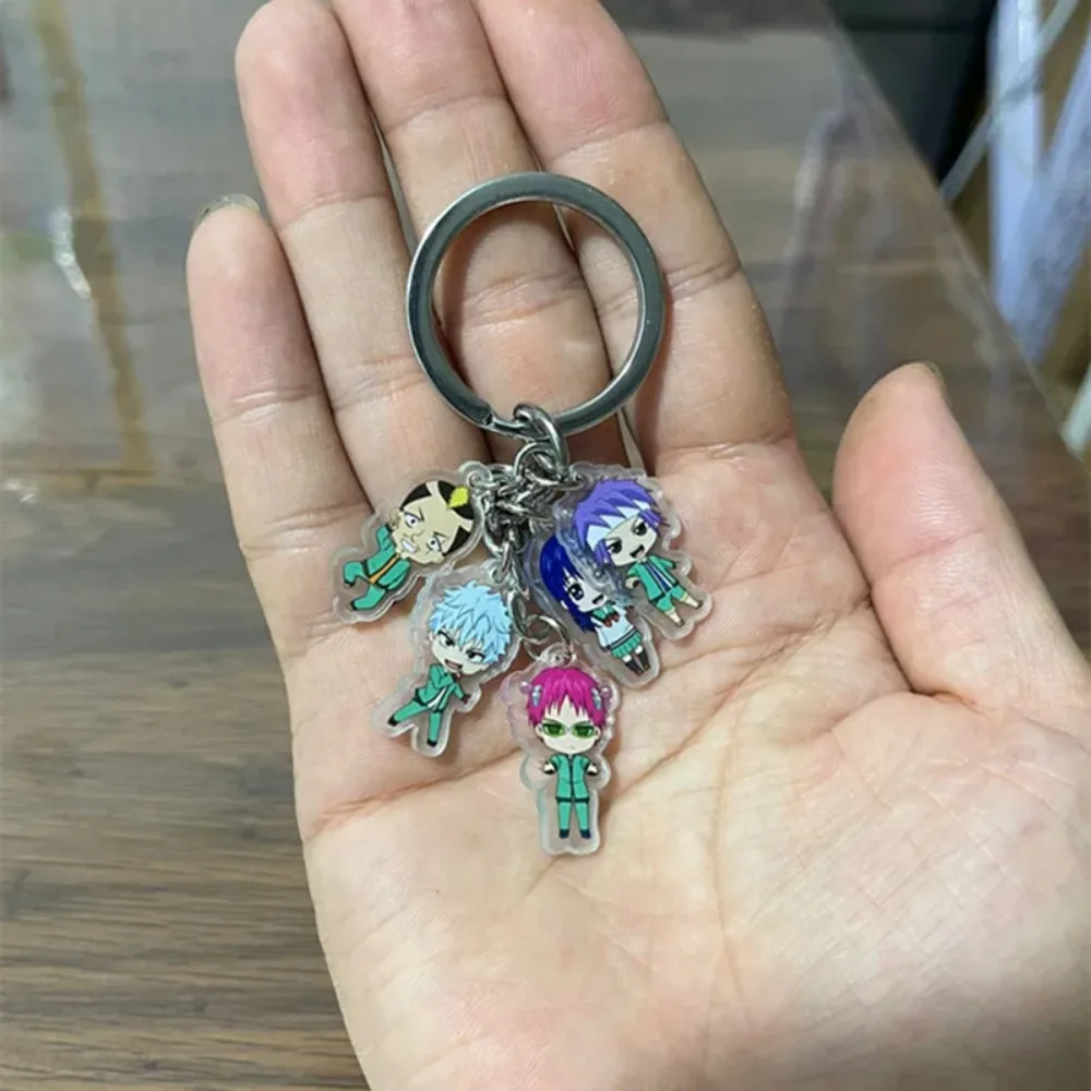 Anime The Disastrous Life of Saiki K. Saiki Kusuo Key Chain Decorations Keychain Student Backpacks Pendant Acrylic Keyring Gift