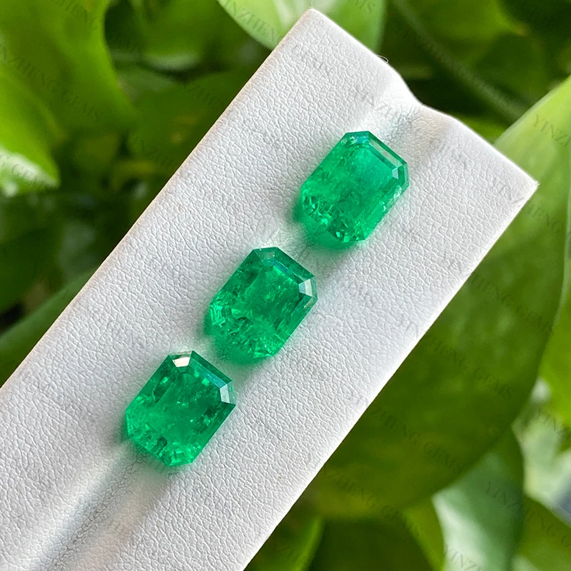 YinZheng Gemstone Hydrothermal Emerald Loose Gemstone Emerald Cut Wite Certificates Can Be Provided Colombian Emerald