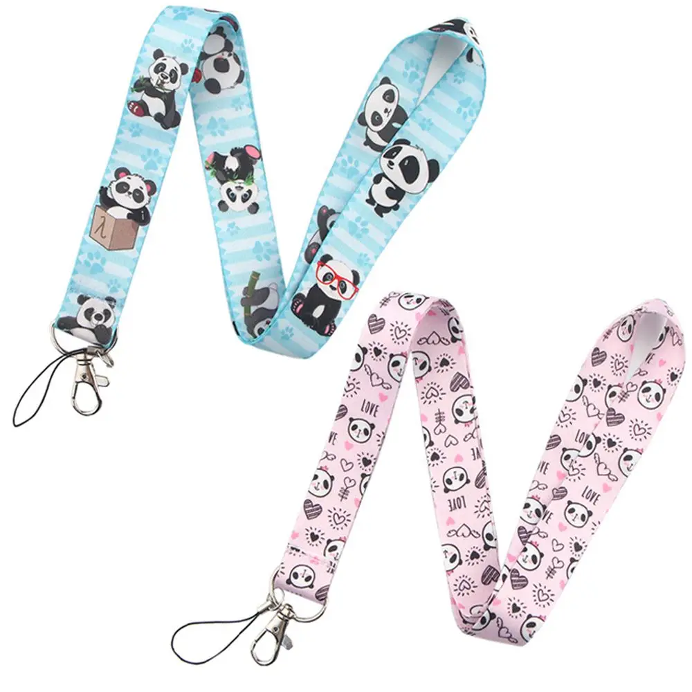 Key Strap Certificate Lanyard Neck Strap ID Card Badge Holder Animal Panda Panda Lanyard Mobile Phone Straps Webbing Hang Rope