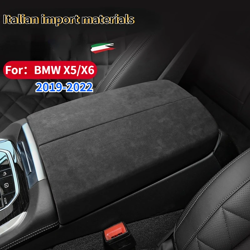 For BMW X5 X6 G05 G06 2019 2020 2021 2022 Italian Premium Suede Cover Car Center Console Armrest Mat Internal Trim Accessories