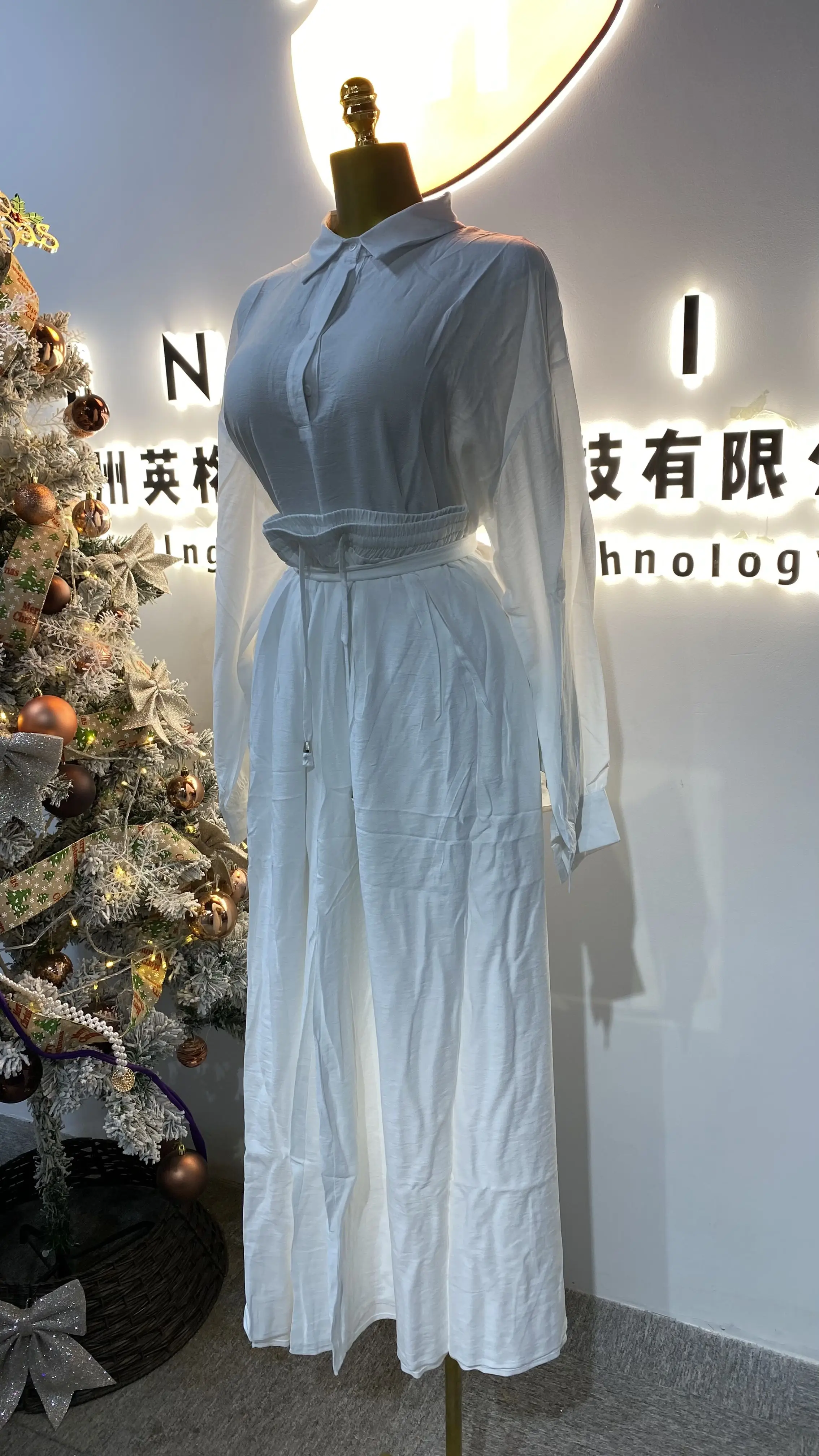 2025 overhemd chiffon crêpe overhemd vakantie dames witte strand bedekte vakantiejurk-GZMM 314