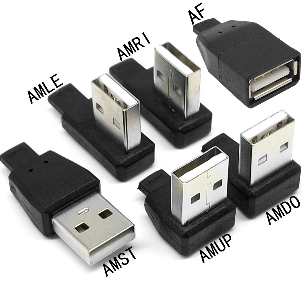 5cm 10cm 30CM USB 2.0 A Plug to Female 90 Angled Extension Adapter Cable USB 2.0 Male to Female Right/Left/Down/Up Black Cable
