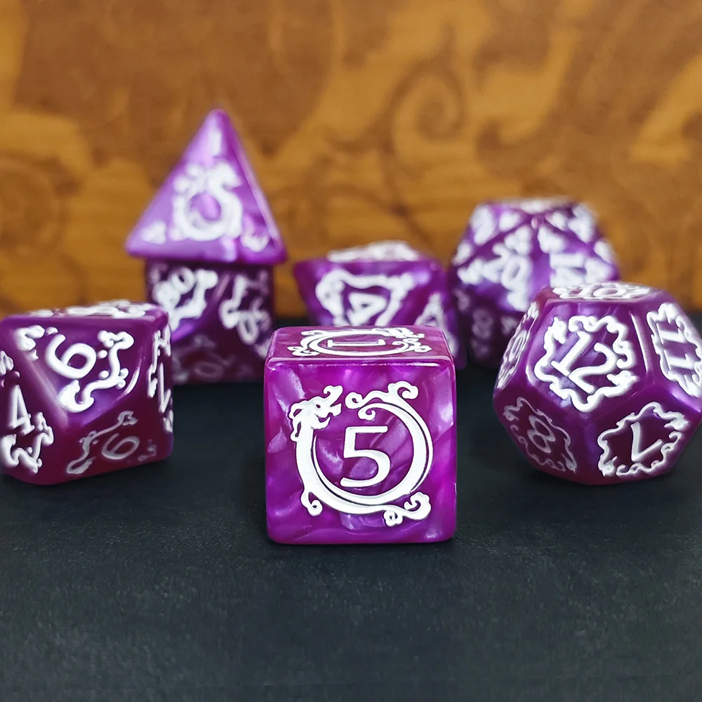 DND النرد 7 قطعة/المجموعة التنين نمط النردات متعددة السطوح لعب الأدوار D & D TRPG مجلس لعبة النرد كهدية الترفيه الملحقات #2