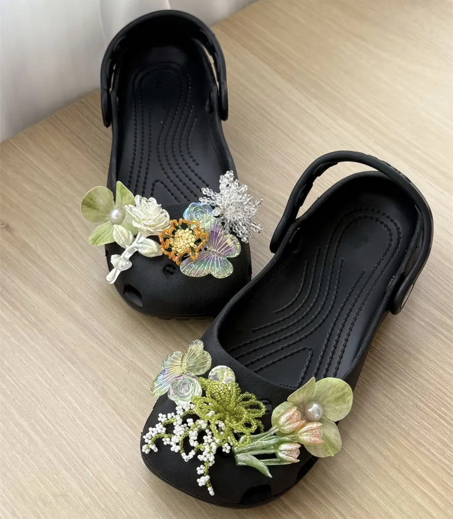 Discoloration Tulip Rose Shoe Flowers Charms Girlish Ballet Shoe Snap-in Buckles DIY Ornaments Elegant Versatile Shoe Accessorie