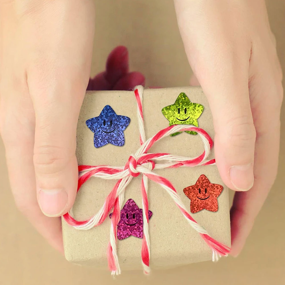 500pcs/롤 다채로운 반짝이 스타 만화 스티커 귀여운 어린이 장식 스티커 DIY 노트북 전화 일기 아이 보상 데칼 장난감