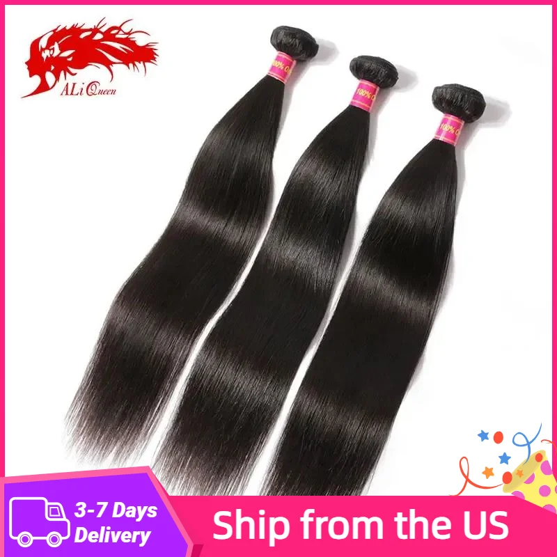 

Ship from usa 3/4pcs Brazilian Raw Virgin Hair Weave Bundles 8"~34" Natural Color Straight Hair Unprocessed Human Hair Weaving