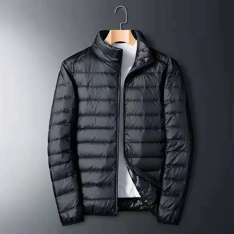

Portable Lightweight Autumn Winter down Cotton Jaet Men's Mid-Young Stand Collar ort Sle Large Size Outerwear Coat