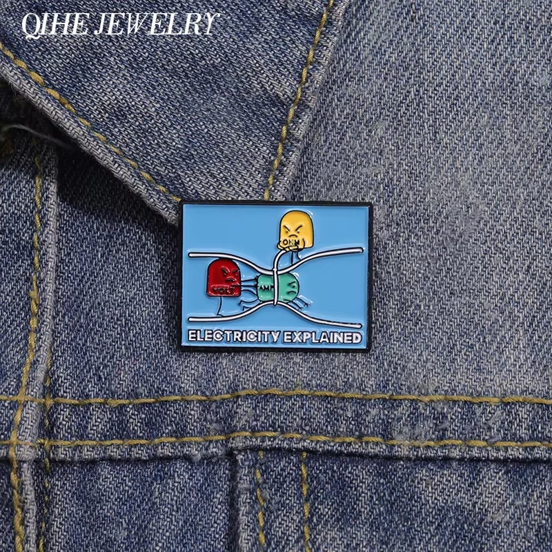 Electricity Explained Science Brooch Enamel Pin Creative Funny Ohm\'s Law Vers Brooches Backpack Lapel Badges Jewelry Accessories