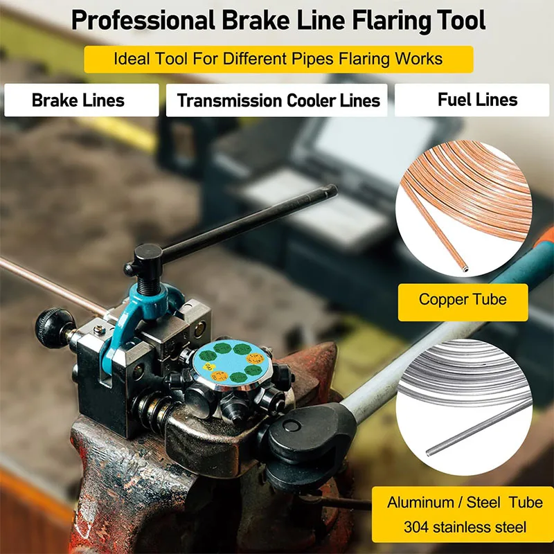 Professional Brake Line Flaring Tool 45 Degree Set Single, Bubble, and Double Flares For 3/16\