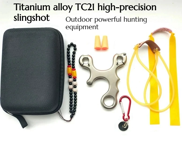 

NEW All-titanium Alloy TC21 Curved Handle Slingshot Set - An Outdoor High-power High-quality Hunting Tool with Great Power.