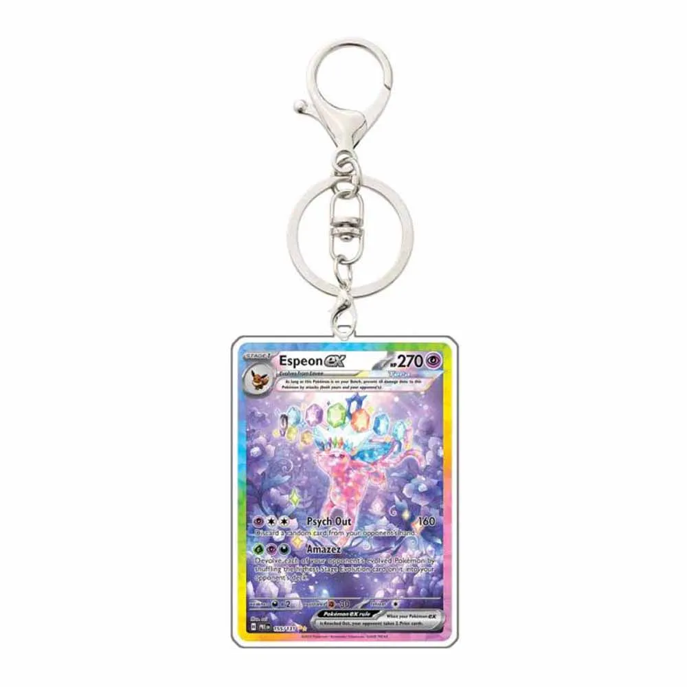 LLavero de Pokémon Anime Sylveon Eevee Glaceon Espeon Flareon Vaporeon Jolteon Leafeon, llavero colgante acrílico con forma de tarjeta de juego