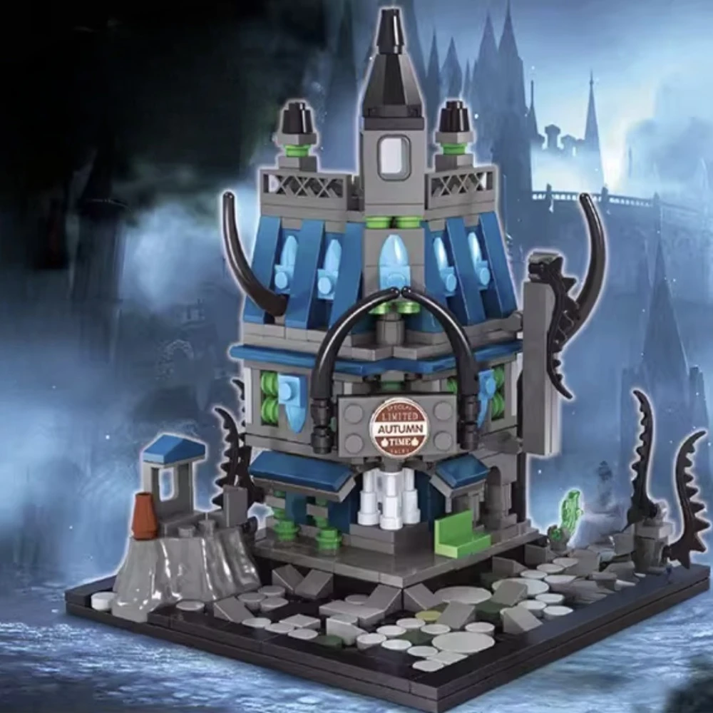 

MOC Halloween Horror Zombie Haunted House Mall Building Blocks Set Pumpkin Carriage Ghost Hut Festival Toy For Children Kid Gift