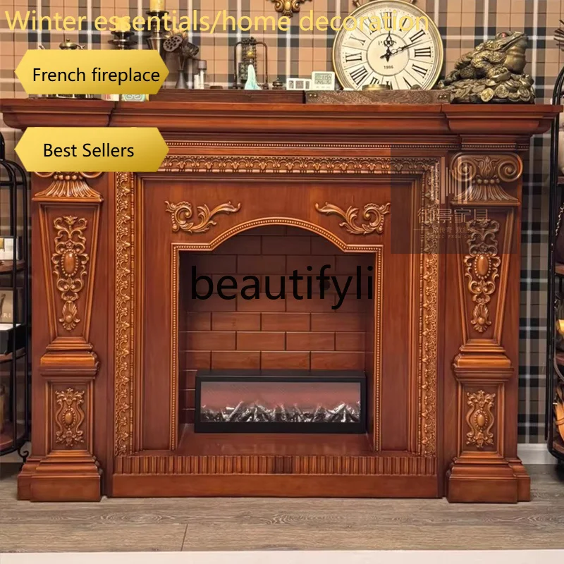 a95 European mantel fireplace cabinet simulation fire embedded decorative heating whole house custom entrance fireplace cabinet