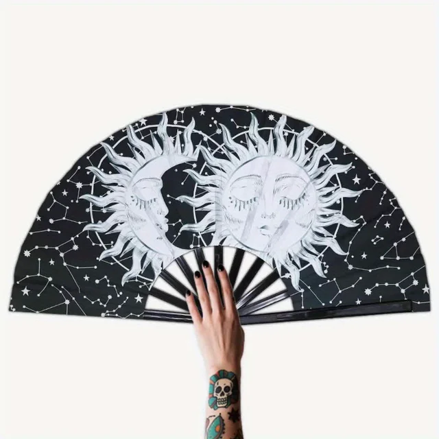 In The Dark Mushroom Folding Fan  Vibrant Neon Psychedelic Design Handheld PP Material for Parties Raves Halloween 6