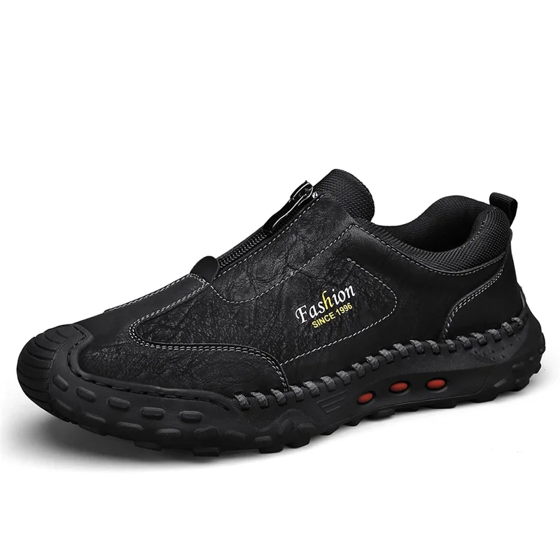 

Новинка 2024, мужская повседневная обувь больших размеров, кожаные туфли на толстой подошве, сшитые вручную лоферы, модная мужская обувь