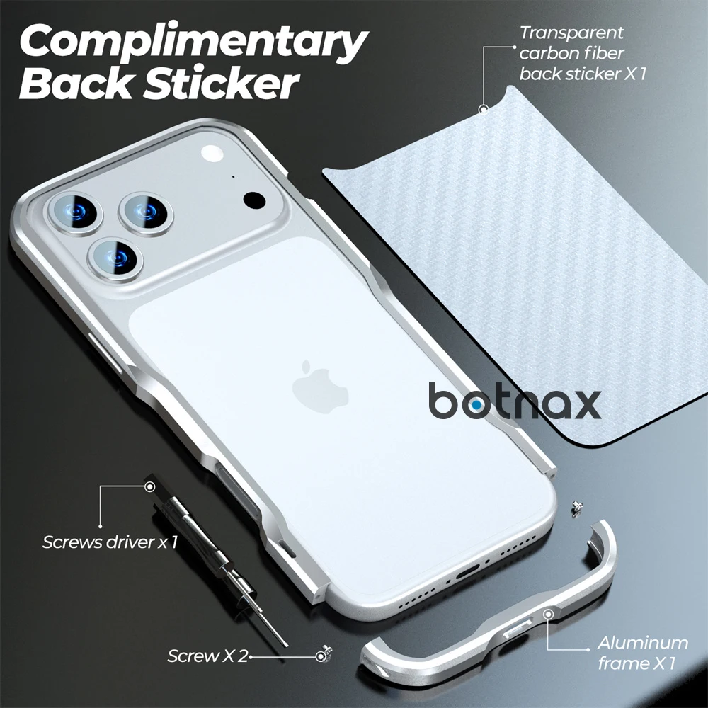 Lekka aluminiowa ramka metalowa do etui na iPhone 17 Pro Max, Air 16, 15 Plus, 14, 13 Mini, 12, metalowy bumper, odporna na wstrząsy osłona z ochroną obiektywu. — zdjęcie produktu 4