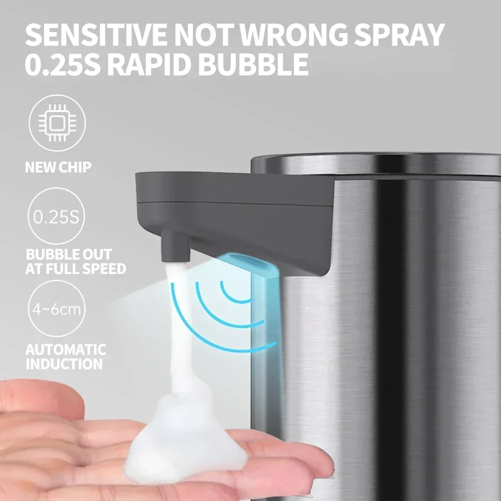 Foam Soap Dispenser Automatic Stainless Steel Electric Infrared Sensor Foam Machine Liquid Dispens For Home Kitchen Bathroom