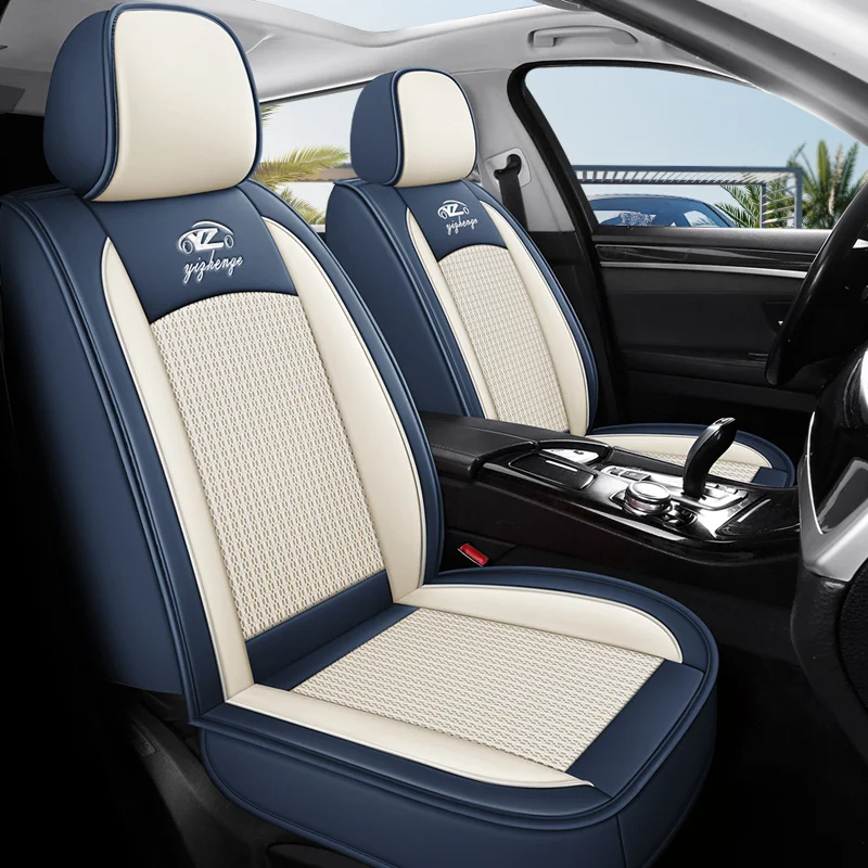 

Front Row Double Seats, Luxurious Ice Silk Full-Cover Car Seat Covers, Universal Fit, Delicate Texture, Not Easy to Wrinkle, Comfortable, Breathable, and Wear-Resistant, Suitable for All Seasons, Ergonomic Design, Three-Dimensional Side Support, Enhance D