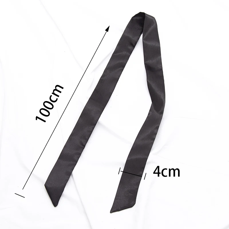 New Long Bag Scarf Women Hair Band Lady Accessories Solid Skinny Scarves Headband Satin Ribbon Neck Tie Decorative Bag Scarves