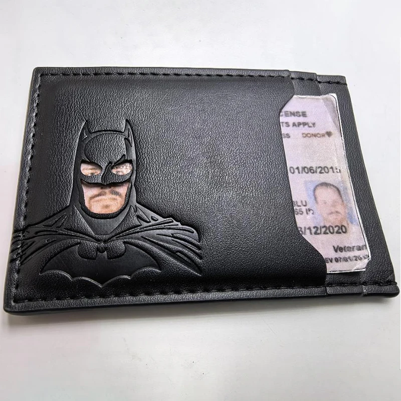 2026 New Leather Bat Wallet Personalized Superhero Mask Card Holder Bat ID Heroic Wallet Gift image 5