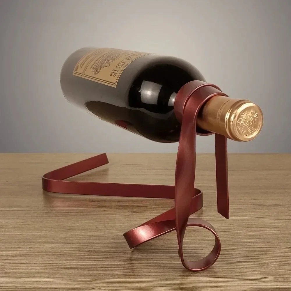 Creative Floating Ribbon Wine Rack Suspended Table Decoration Cabinet Stand Bracket Iron Poised Bottle Holder Home