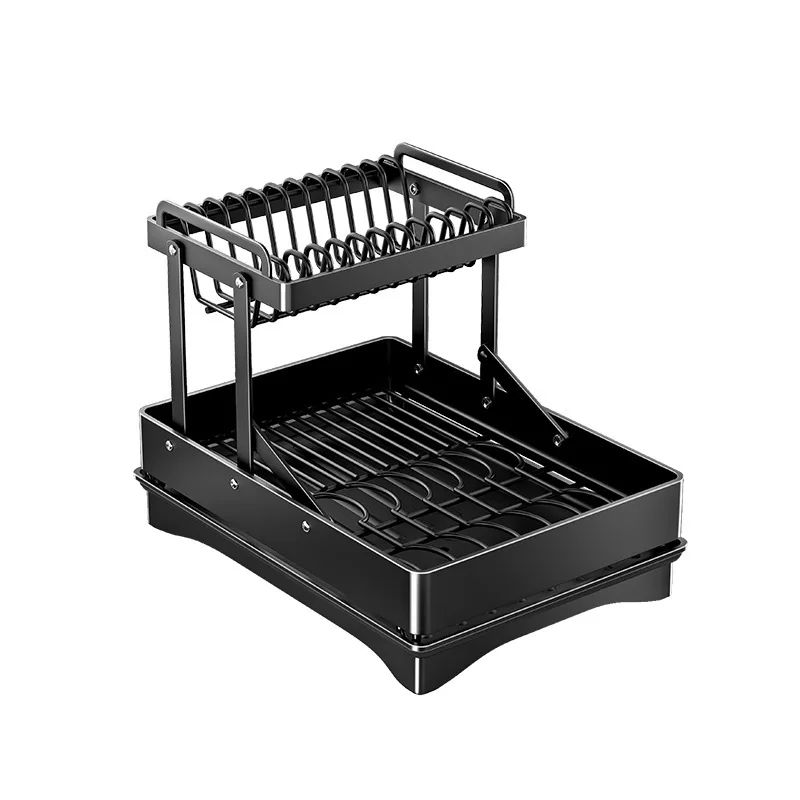 

Large 2-3 Tier Vertical Dish Rack/Utensil Holder, Kitchen Storage Rack with Quick Drainage System, Knife and Fork Holder Storage