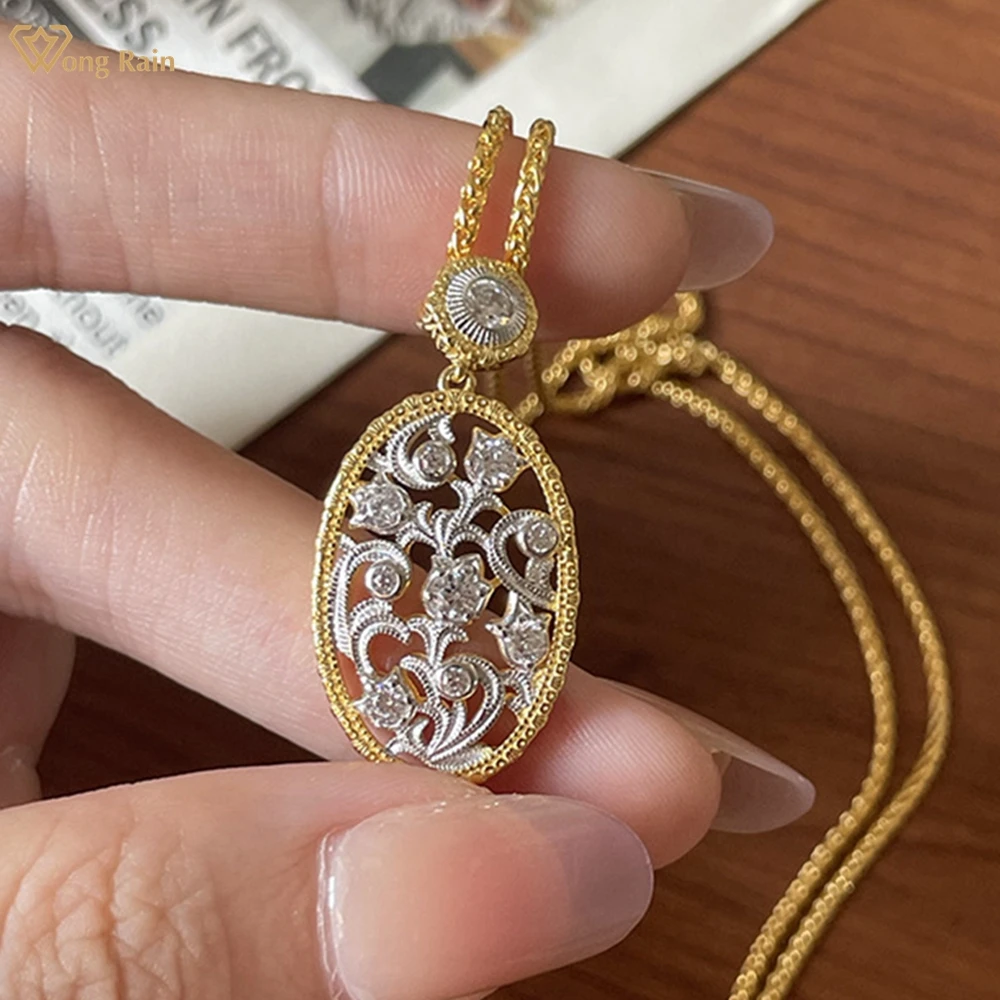 

Wong Rain Vintage Solid 925 Sterling Silver Lab Sapphire Gemstone Anniversary Gifts Oval Pendant Necklace Fine Jewelry Wholesale