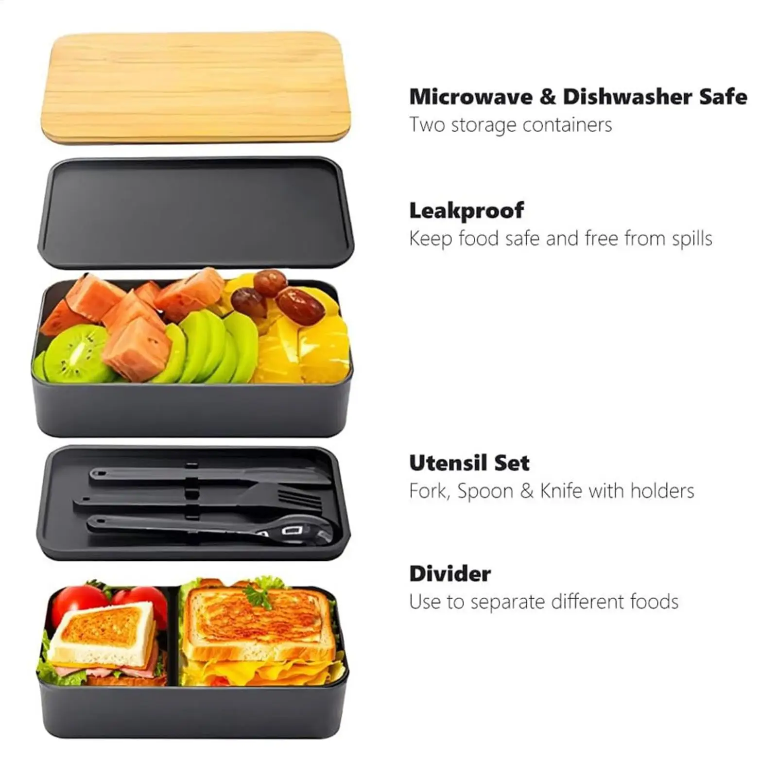Lunch Box Large Capacity With Bag 2-Layer Food Container Lunch Box For Spring Trip Commuting School Picnic Music Festival Fruits
