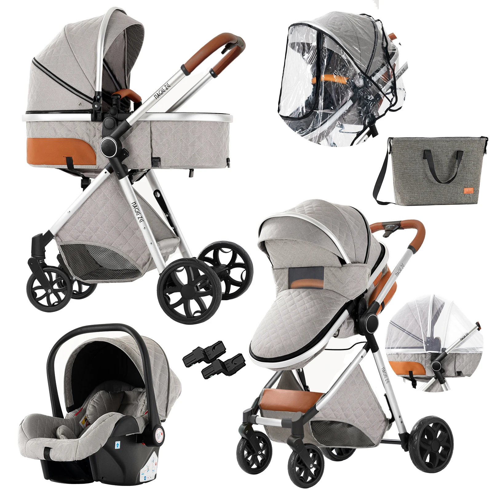 Kinderwagen 3 in 1 Kinderwagen Lichtgewicht Kinderwagen Draagbare kinderwagen kinderwagens voor pasgeboren baby autostoel kinderwagen met wieg