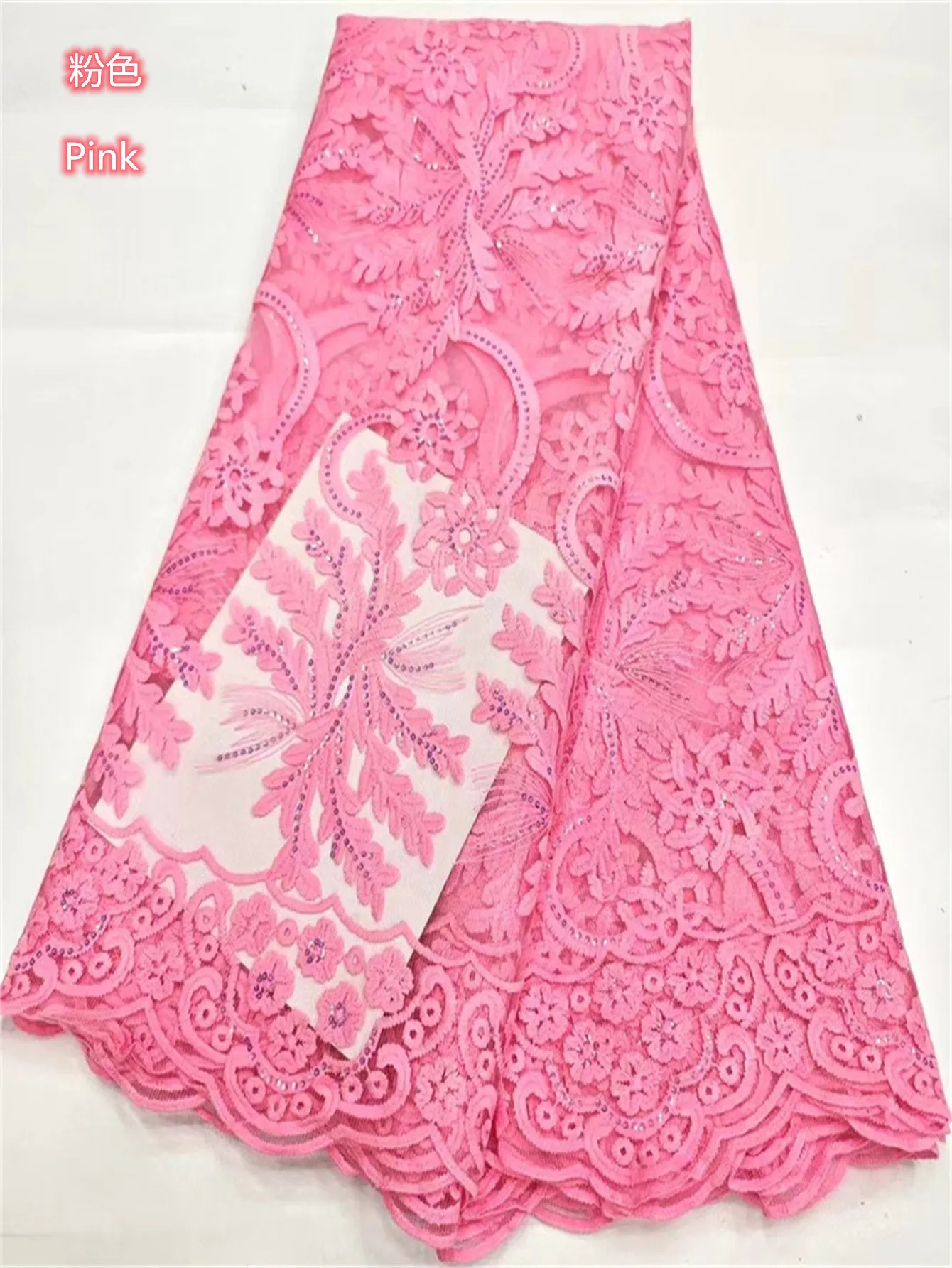 

Green Nigerian Handmade SequinsLace Fabric 2023 Blue High Quality Sequins Pink Embroidery African French Lace Fabric For Dress