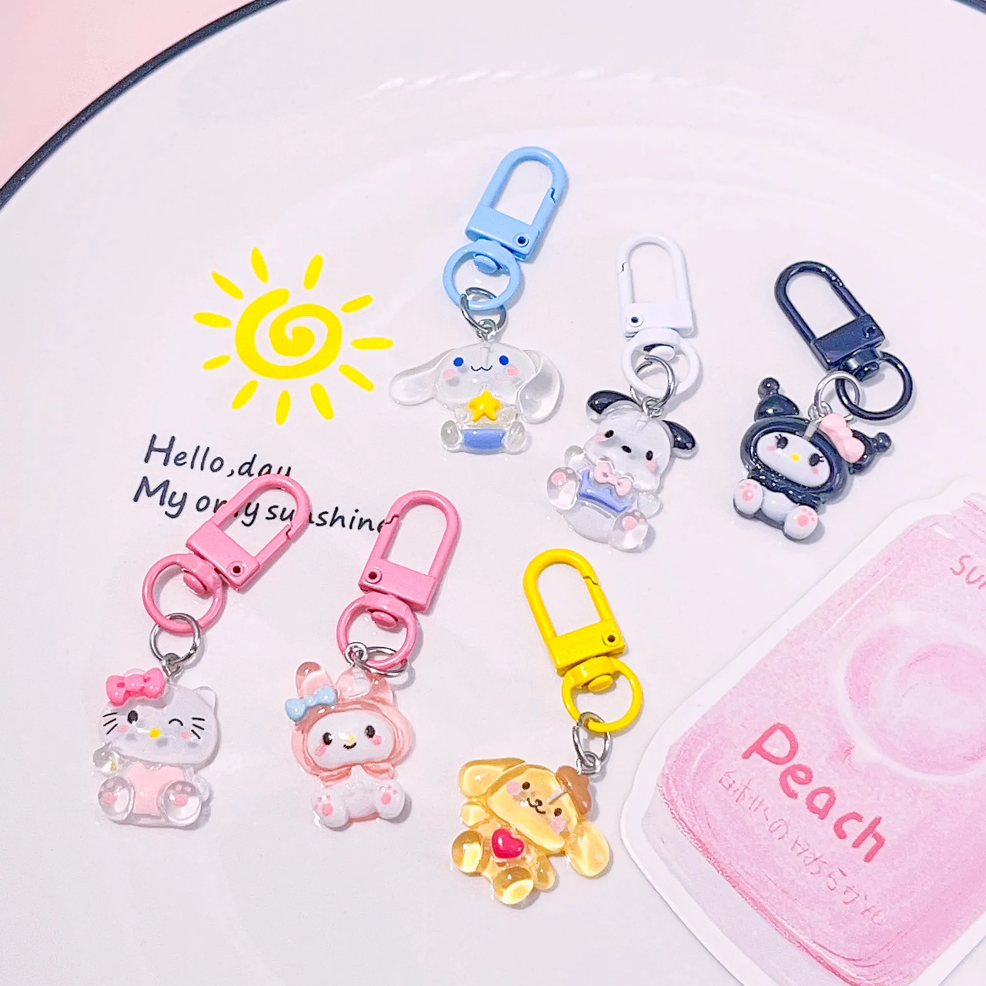 Sanurgente Kawaii Fine Flash Key, JOKuromi Pochacco, Kittycat Melody, Cinnamoroll, Cartoon Whole Body, DIY Bag Pendant, Wholesale