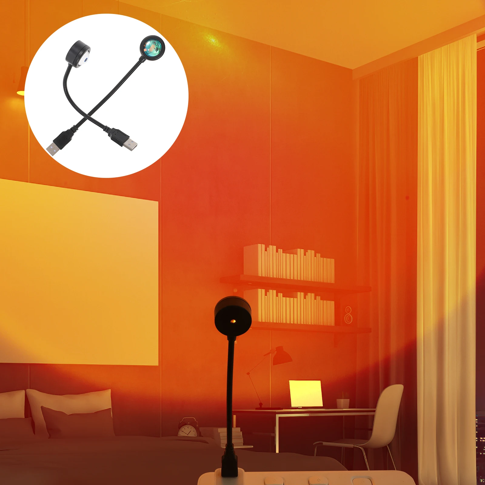 

2pcs Sunset Projection Lamp USB Powered Flexible ABS Bedroom Decor Atmosphere Light Night Light for Bedroom Living Room