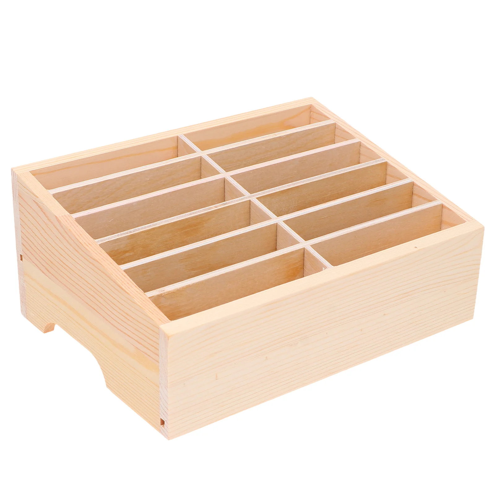 

12 Grids Mobile Phone Storage Box Organizer Cell Case Classroom Holder Desktop Rack Wood Office Pencil