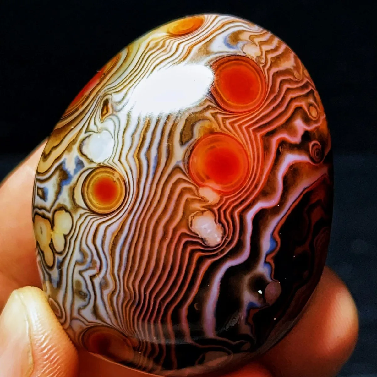 Translucent Beauty Banded Agate Palm Stone, Tumbled Polished, River Stone, Collectible, Natural Stone, Crystal Collection