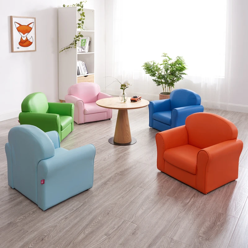 

Early education center rest area, children's sofa, solid color, single two-seater sofa group, soft backrest, leisure seat