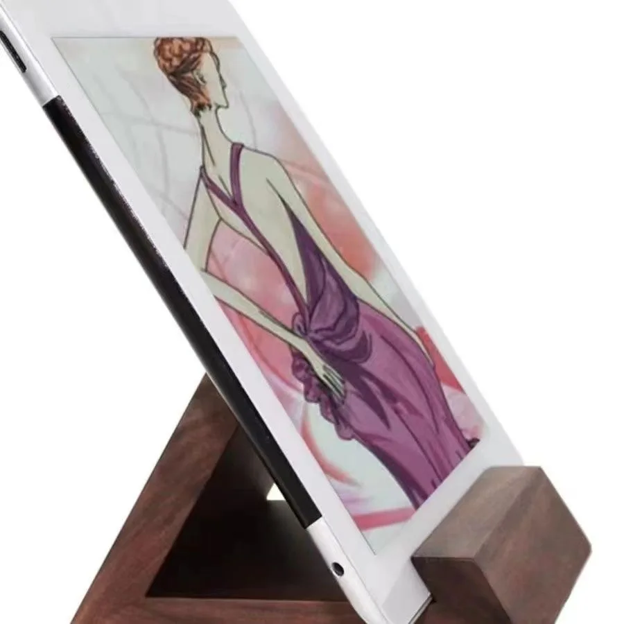 

Creative Solid Wood Tablet Stand for Mobile Phone and Computer Display Support, Desktop, Bedhead, Wooden Makeup Mirror, Simplici