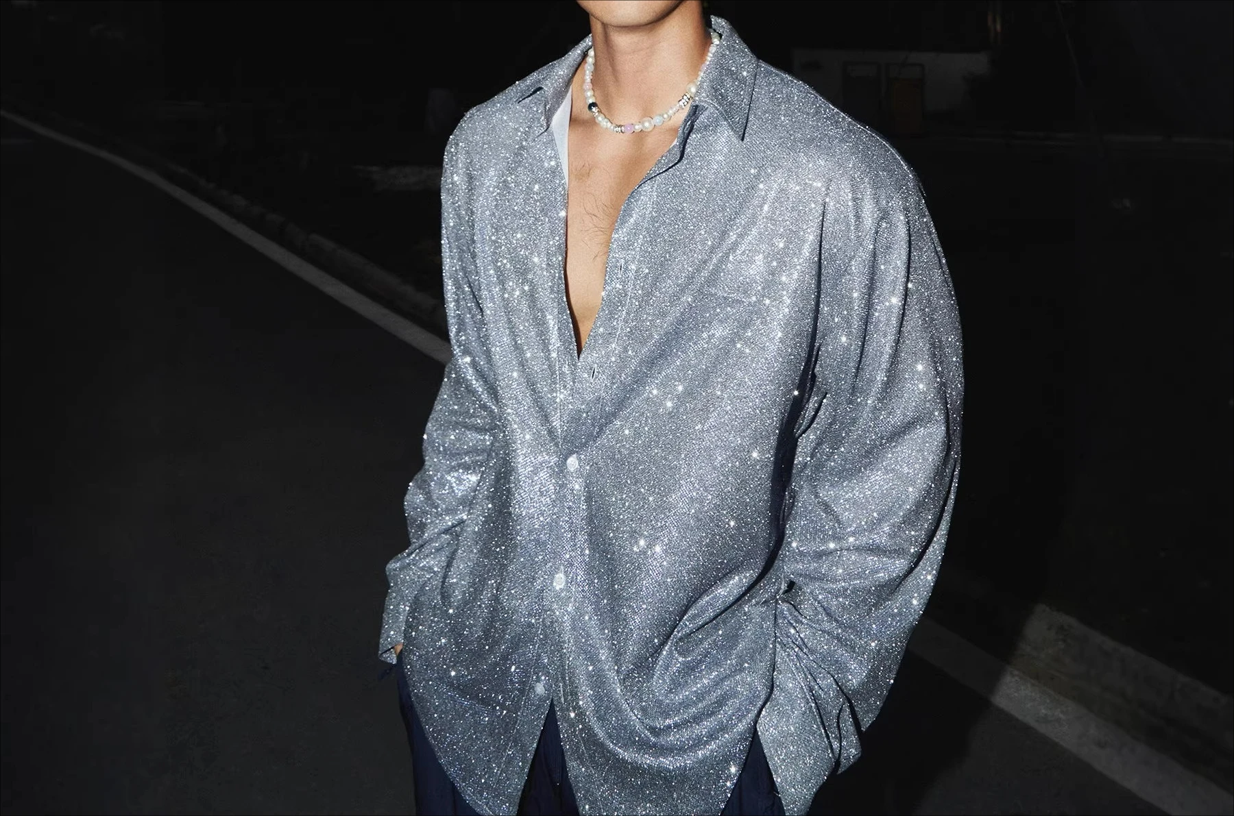 Sequined Shiny Bead Reflective Shirt Men's and Women's Stage Wear