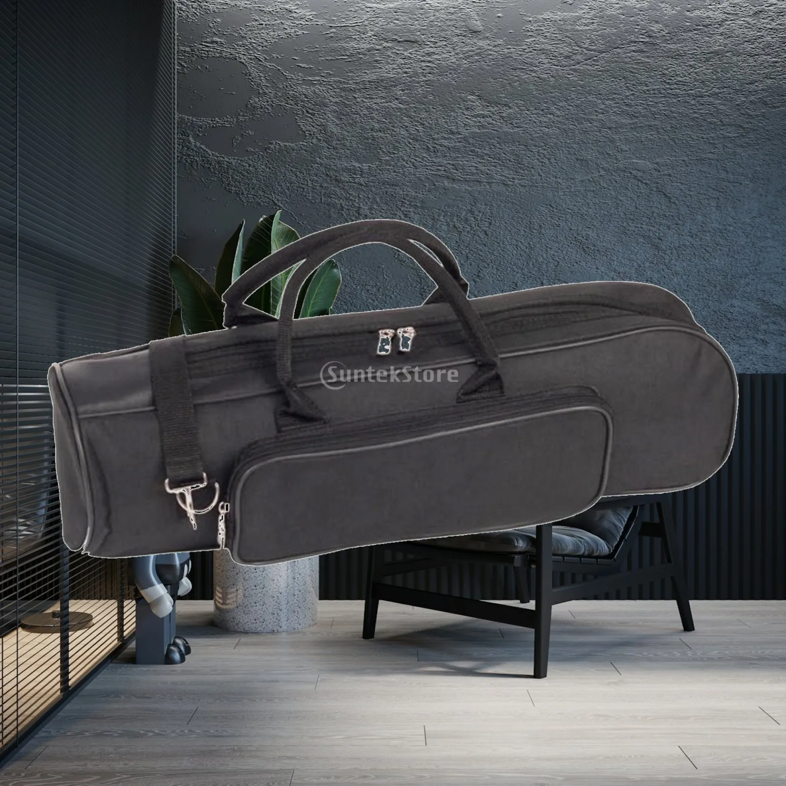 Trumpet Instrument Case for Bb Trumpet with Detachable Shoulder Strap and Lightweight Canvas Build for Travel