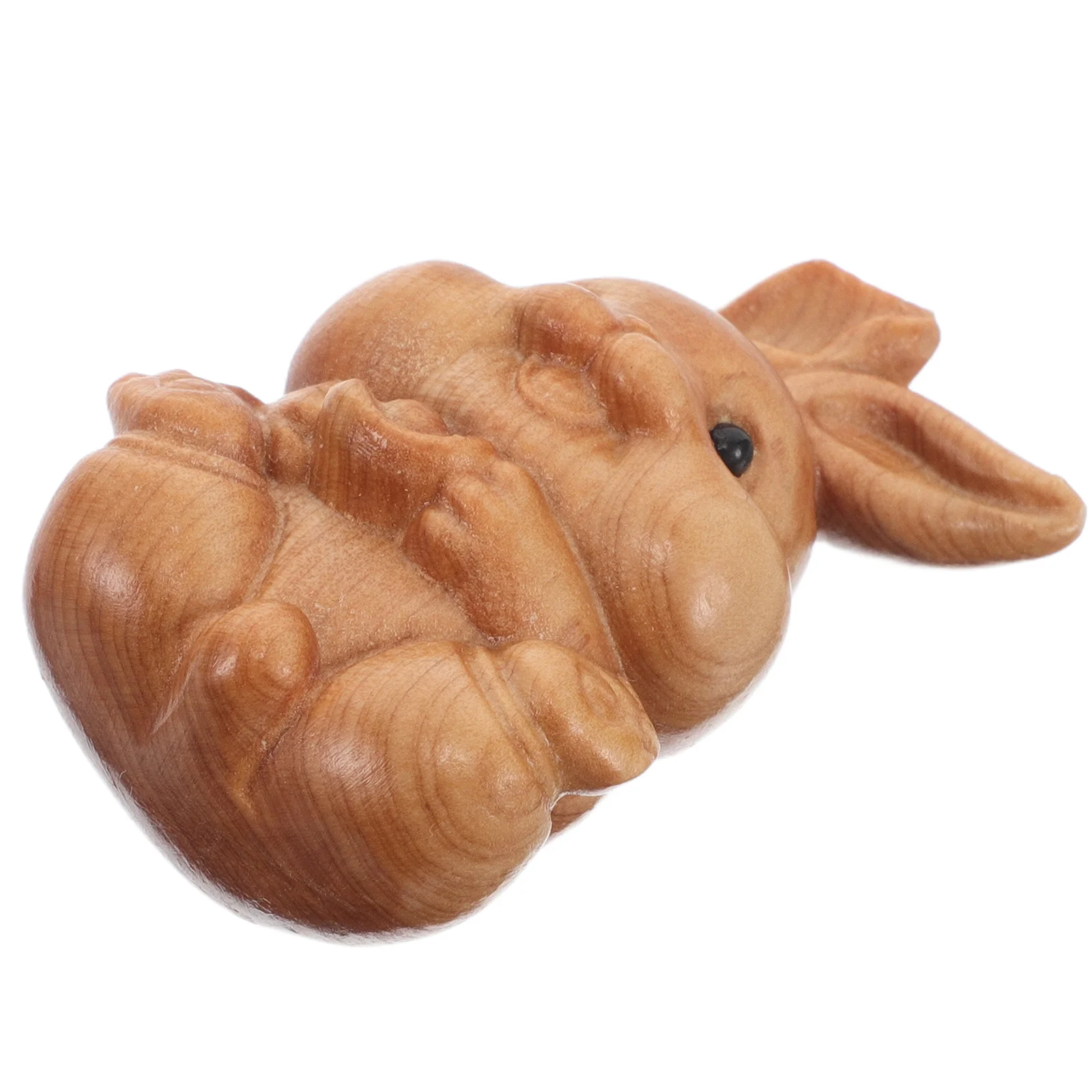 

Hand Carved Wooden Rabbit Desktop Decoration Small Bunny Sculpture Adorable Treasure Holding Bunny Ornament for Office Home