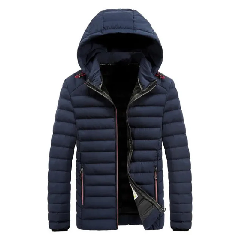 Novo outono grosso com capuz parkas moda masculina casaco casual