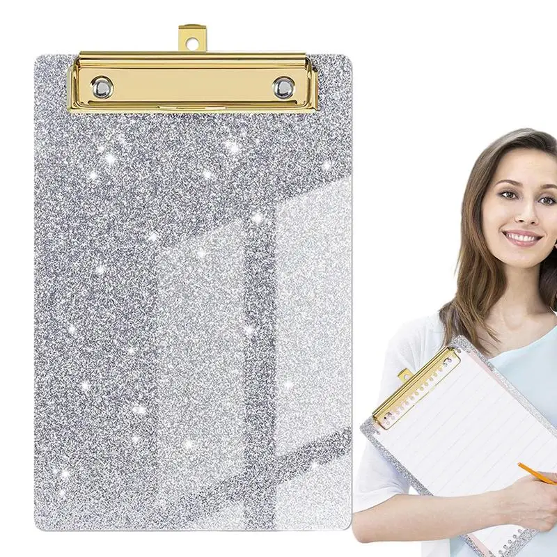 Glitter Klembord Standaard Formaat Klemborden Letter Size Licht Draagbare Chique Low Profile Glitter Klembord Met Gouden Clip