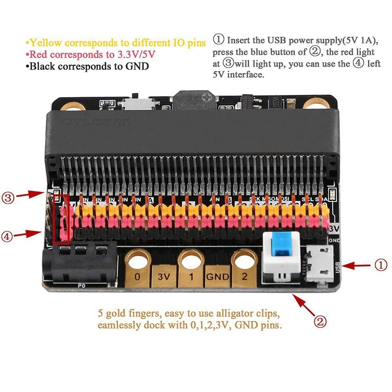 Imagem -06 - Placa de Expansão Micro-bit Iobit V2.0 Escudo Adaptador Breakout com Buzzer para Bbc Micro: Programação Gráfica Bit 10x