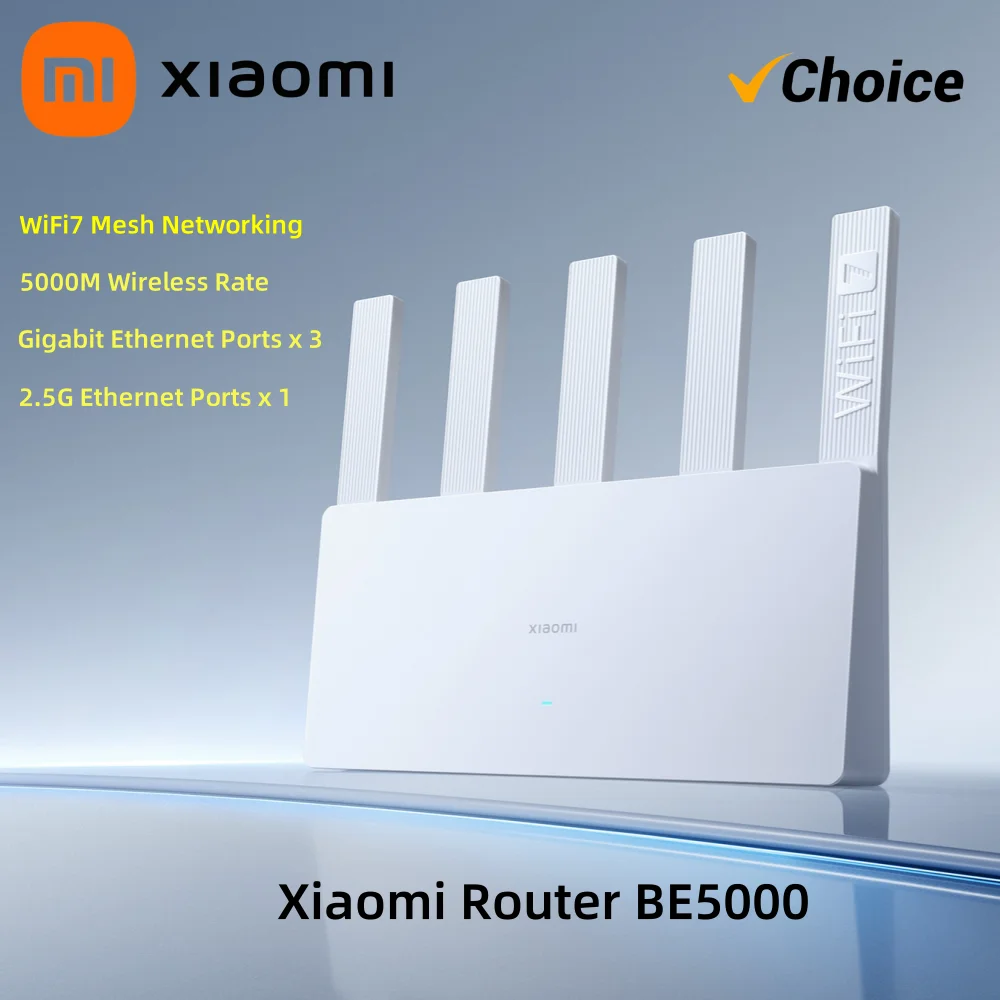 

Маршрутизатор XIAOMI BE5000 Wi-Fi 7 5011 Мбит/с, 2,5 ГГц, сетевой порт, память 512 Мб, двойной широкополосный доступ, Защита сети, CN