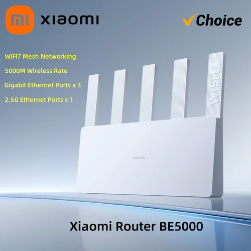 Imagen 1 del producto XIAOMI-Router BE5000 WiFi 7, 5011Mbps, 2,5 GHz, puerto de red, memoria de 512MB, acceso de banda ancha Dual, protección de seguridad CN