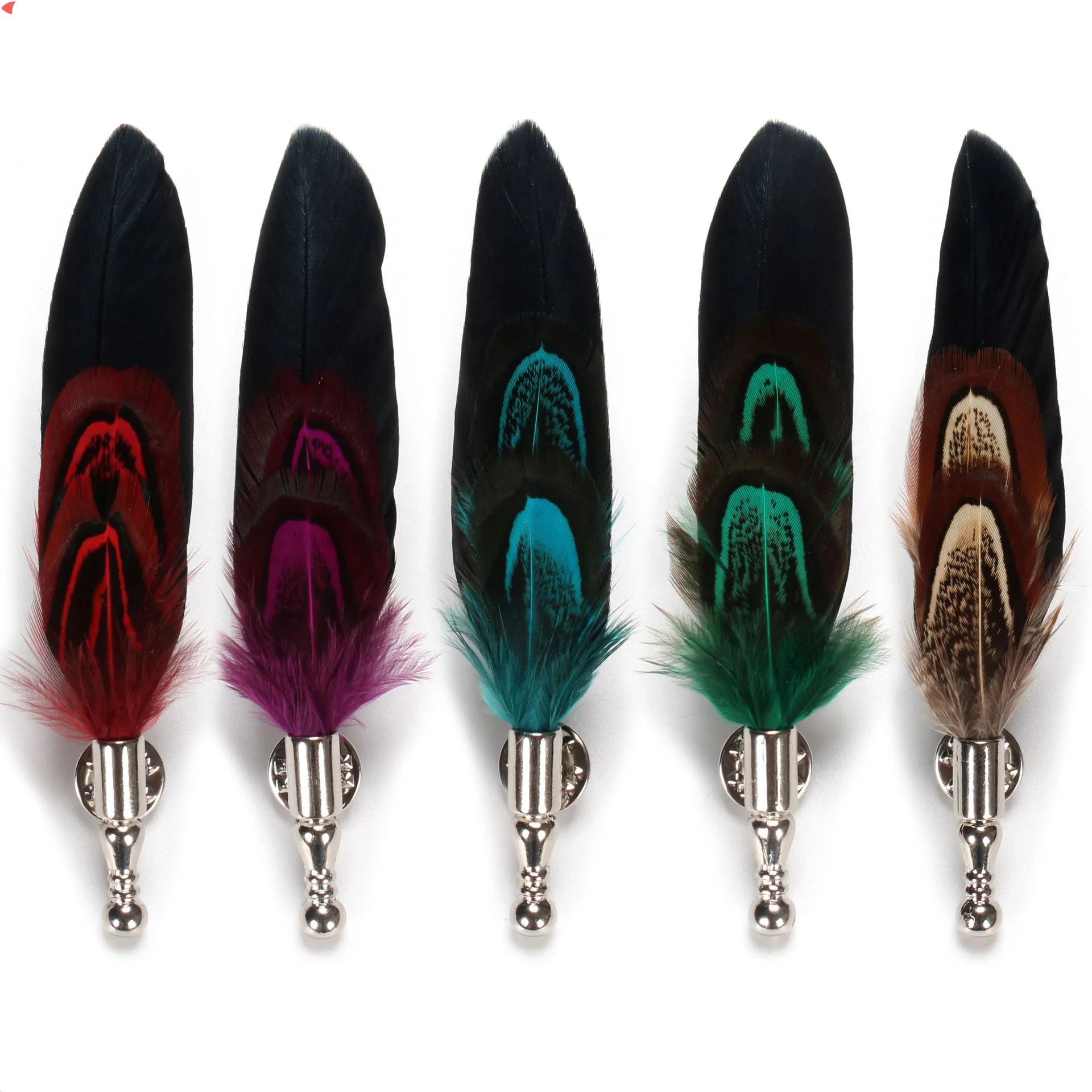 

50 PCS/lot , Mens Novelty Feather Lapel Pins Wedding Boutonniere Brooches, Wedding Corsage Pin Dress Suit Accessory Gift