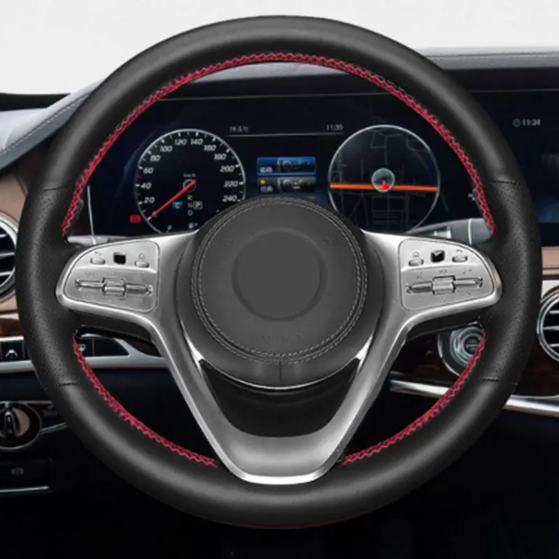 

Для Mercedes Benz S Class W222 2017 2018 2019 2020 седан перфорированная кожа ручная прошивка салона автомобиля накладка на руль