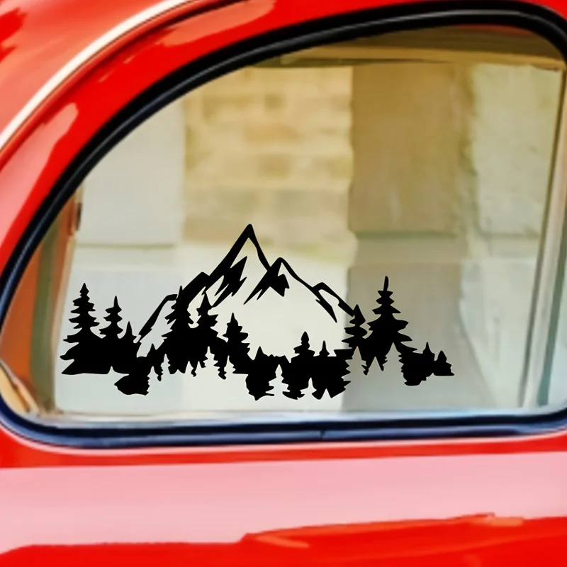 1pc 11.81 Inch Mountain Tree Geometric Vinyl Sticker Waterproof Fade-Resistant Decal for Motorcycle Helmet Car Body