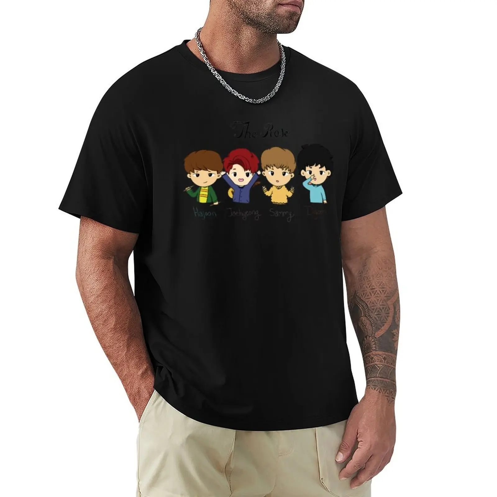 

the rose kpop, the kpop BAND, kpop cool design rose, kpop T-Shirt Casual Simple Design Short Sleeve Shirt